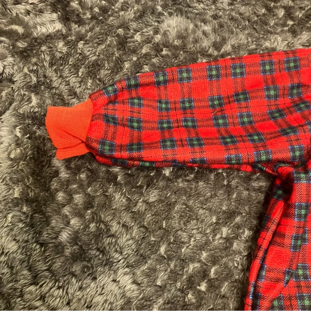 VTG 90s‎ Snowden the Snowman footed one-piece red plaid (tartan) sleeper 3m NWT